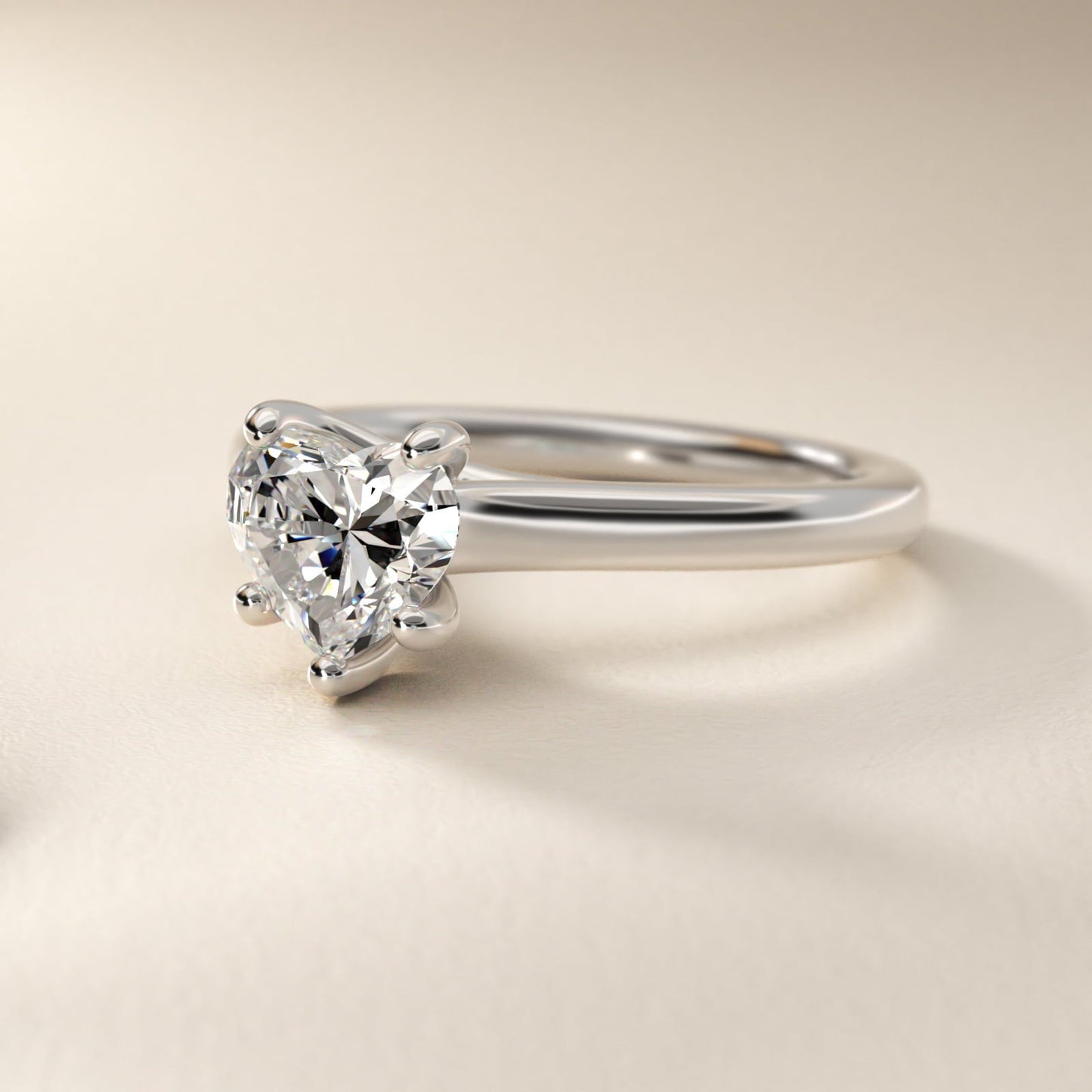 Twist Bridge Solitaire Engagement Ring in Platinum - Heart Center