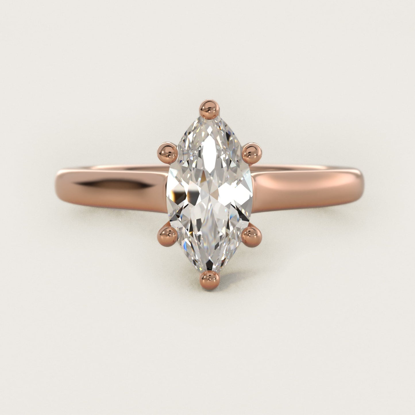 Twist Bridge Solitaire Engagement Ring in 14k Rose Gold - Marquise Center