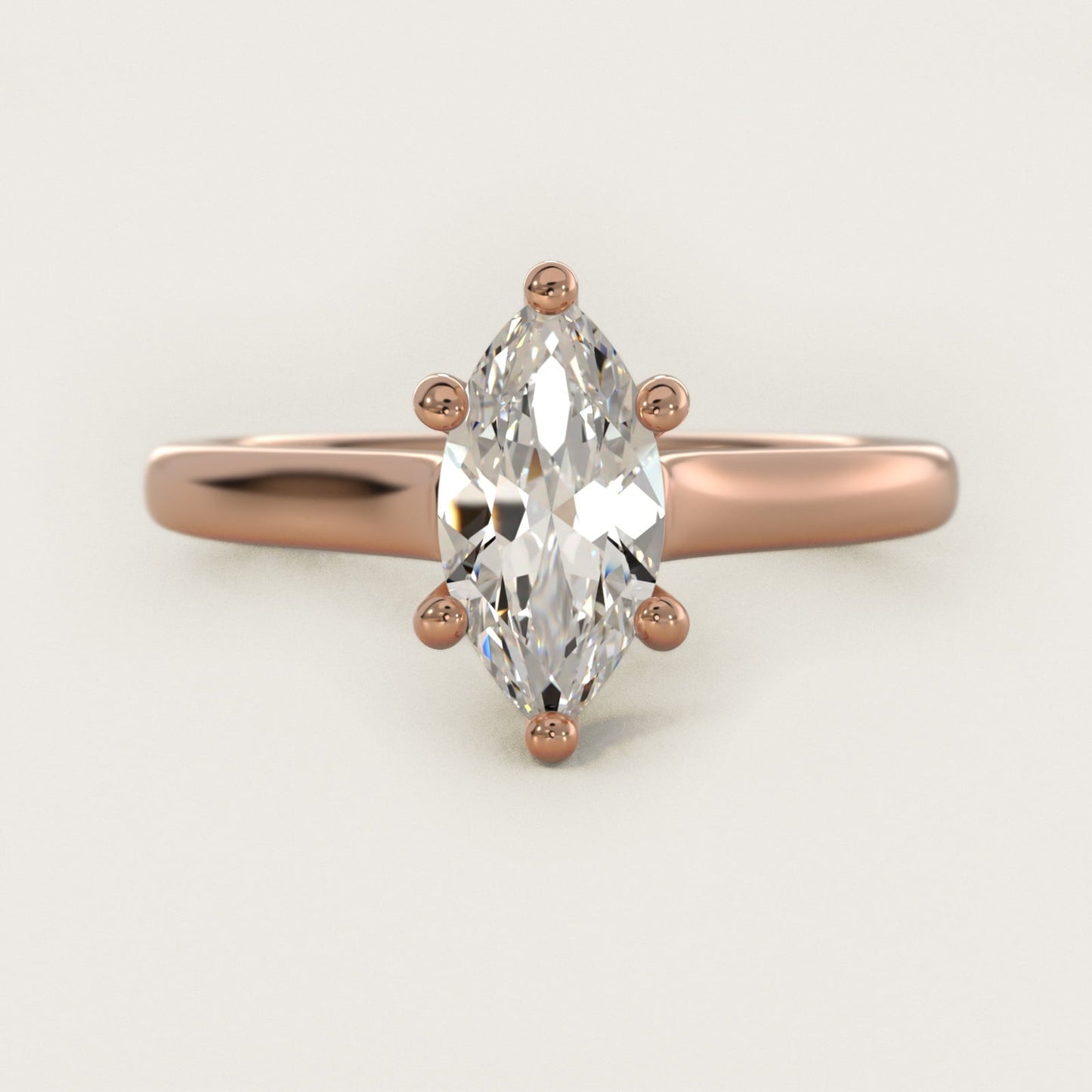 Twist Bridge Solitaire Engagement Ring in 18k Rose Gold - Marquise Center