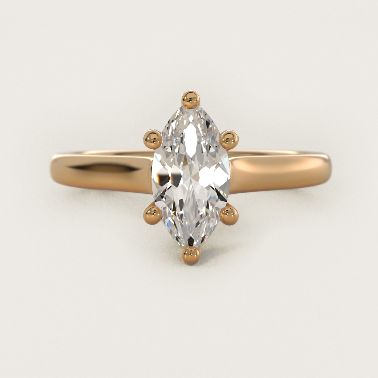 Twist Bridge Solitaire Engagement Ring in 14k Yellow Gold - Marquise Center