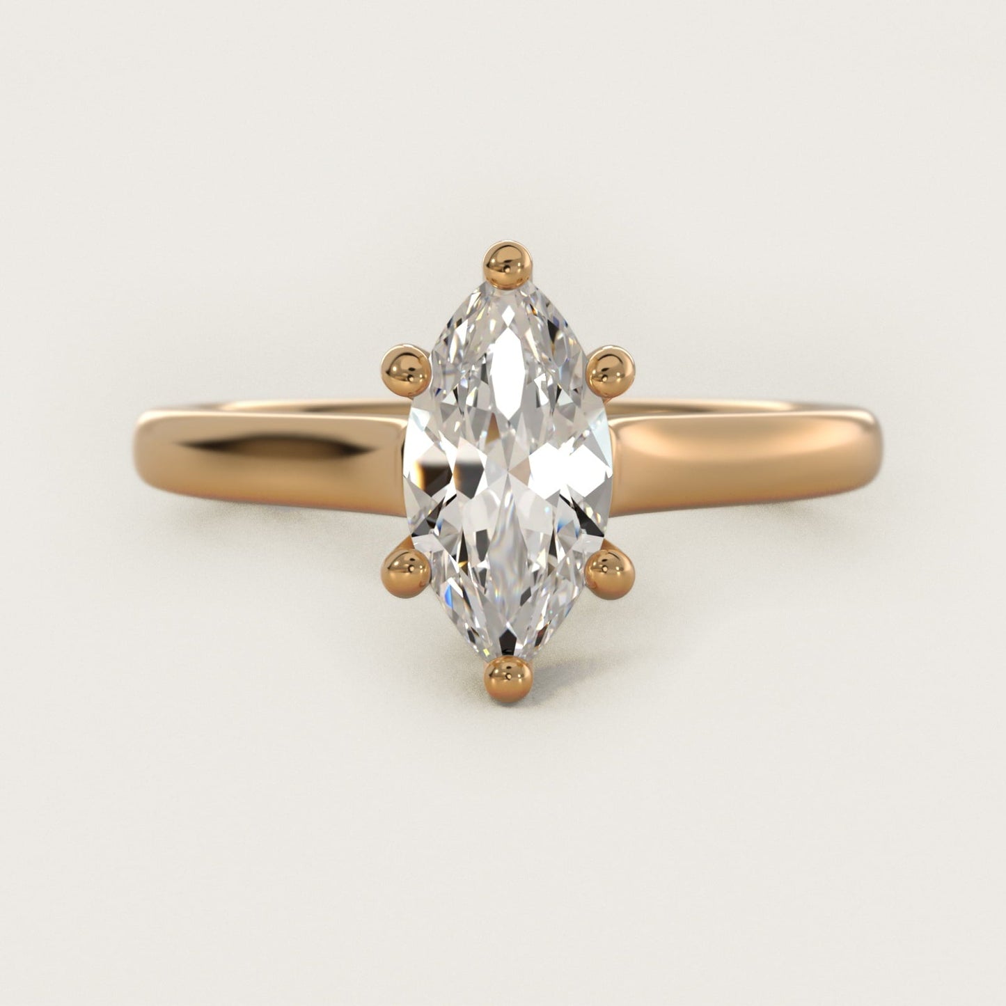 Twist Bridge Solitaire Engagement Ring in 18k Yellow Gold - Marquise Center