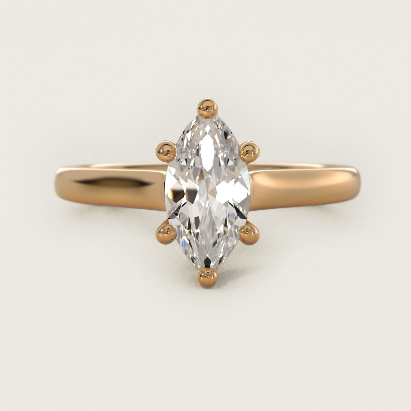 Twist Bridge Solitaire Engagement Ring in 18k Yellow Gold - Marquise Center