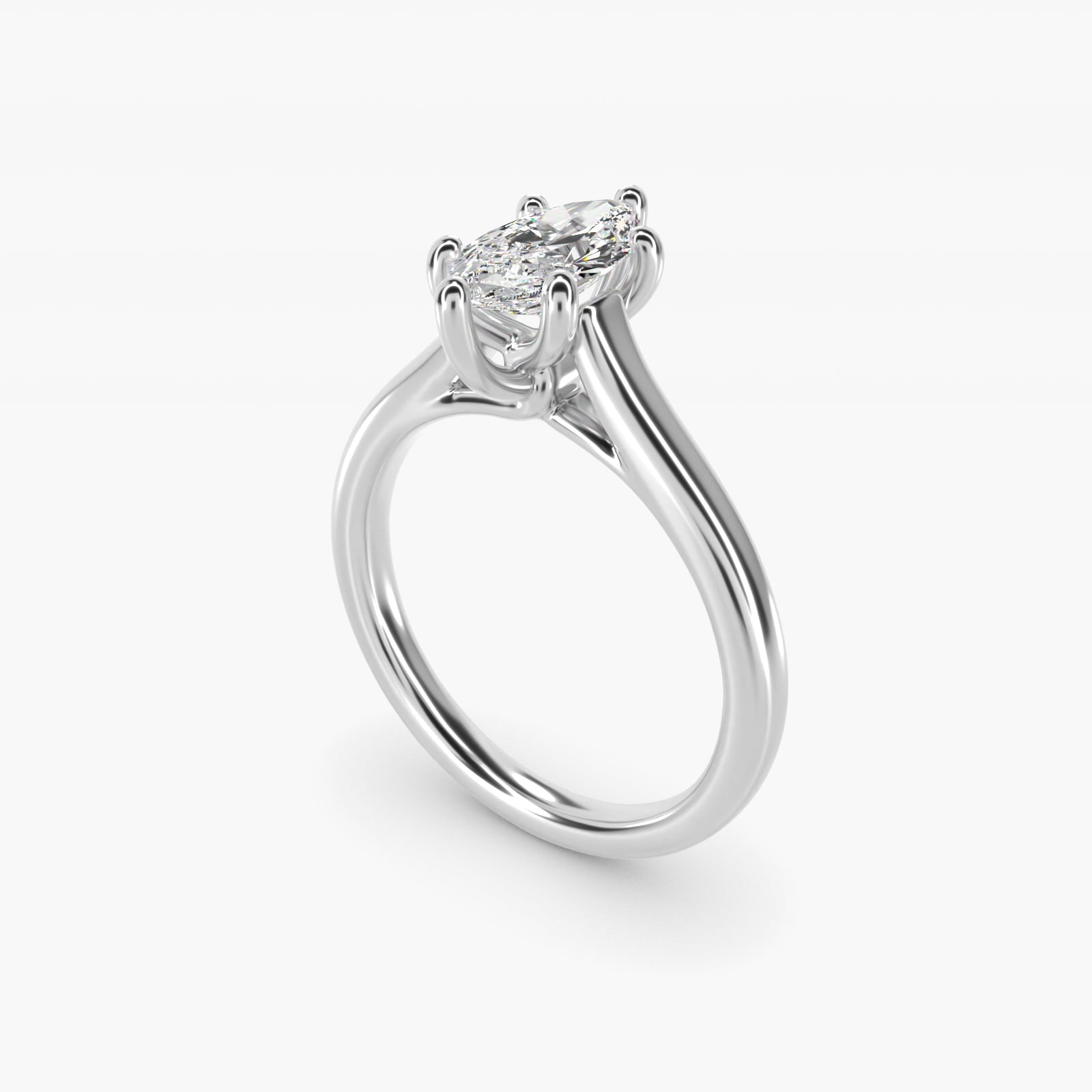 Twist Bridge Solitaire Engagement Ring in Platinum - Marquise Center