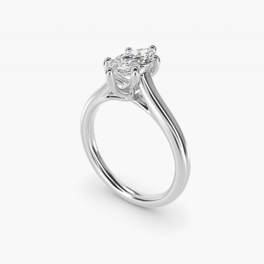 Twist Bridge Solitaire Engagement Ring in Platinum - Marquise Center