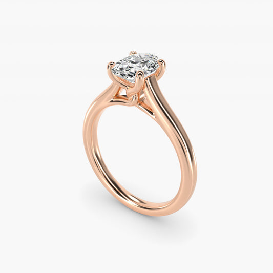 Twist Bridge Solitaire Engagement Ring in 14k Rose Gold - Oval Center