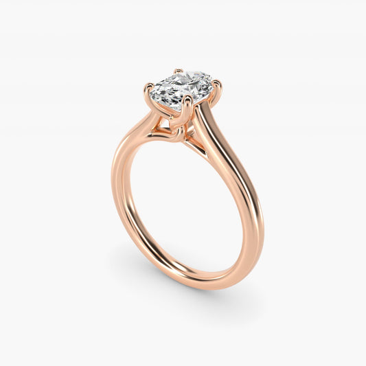 Twist Bridge Solitaire Engagement Ring in 18k Rose Gold - Oval Center