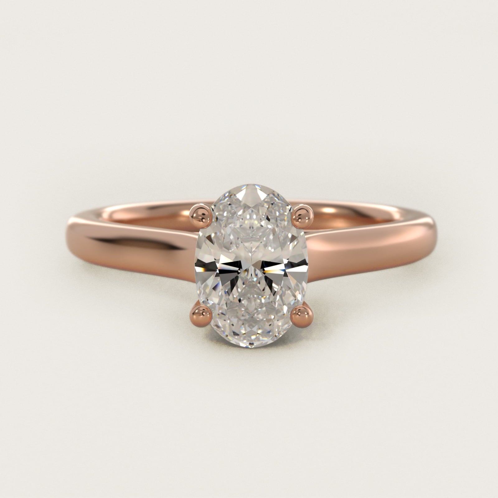 Twist Bridge Solitaire Engagement Ring in 14k Rose Gold - Oval Center