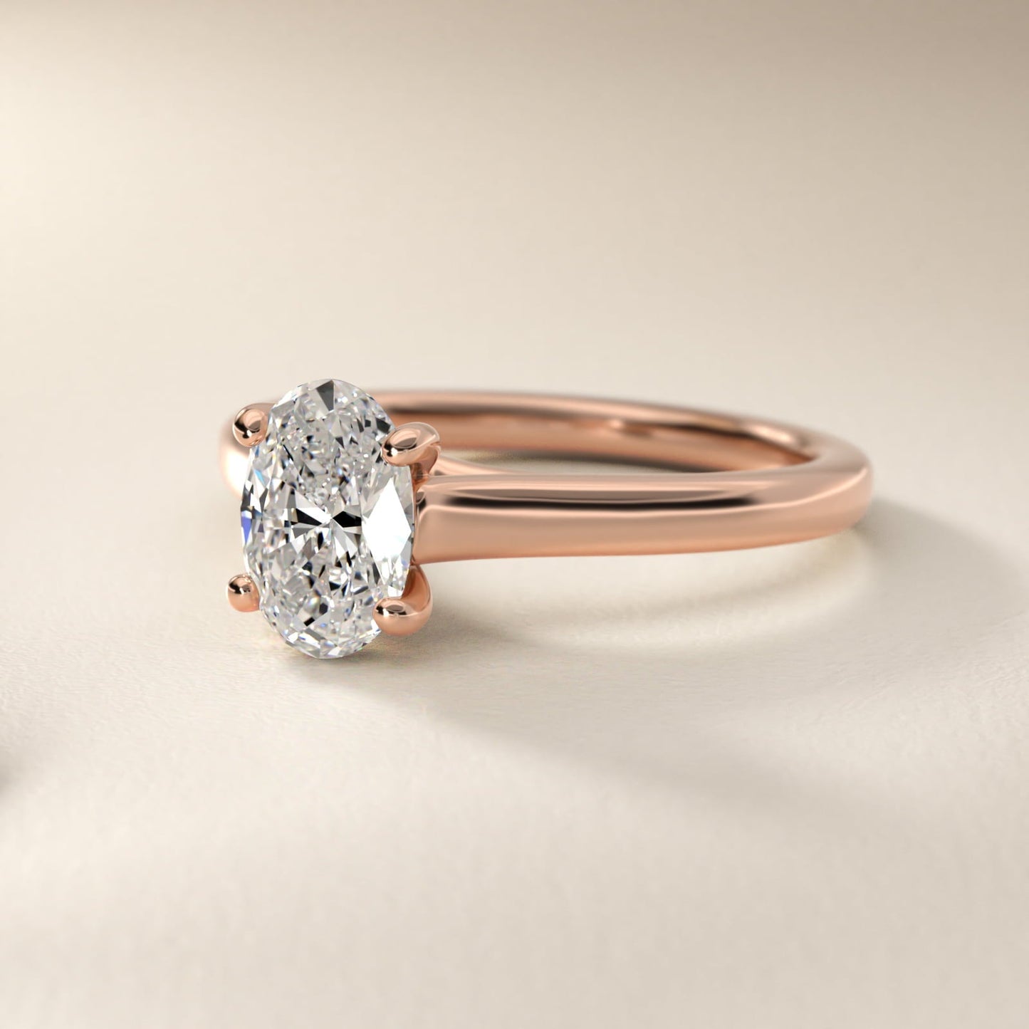 Twist Bridge Solitaire Engagement Ring in 18k Rose Gold - Oval Center