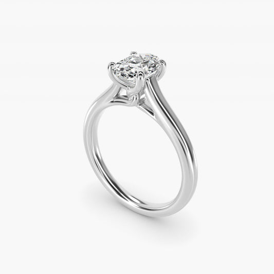 Twist Bridge Solitaire Engagement Ring in 14k White Gold - Oval Center