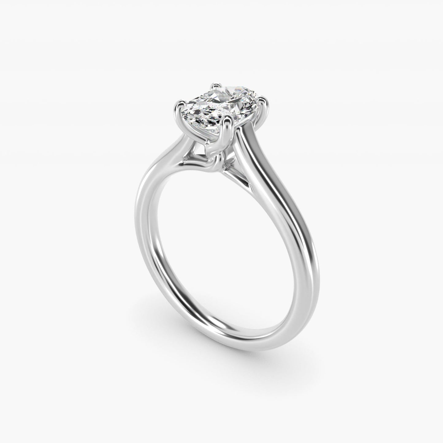 Twist Bridge Solitaire Engagement Ring in 18k White Gold - Oval Center