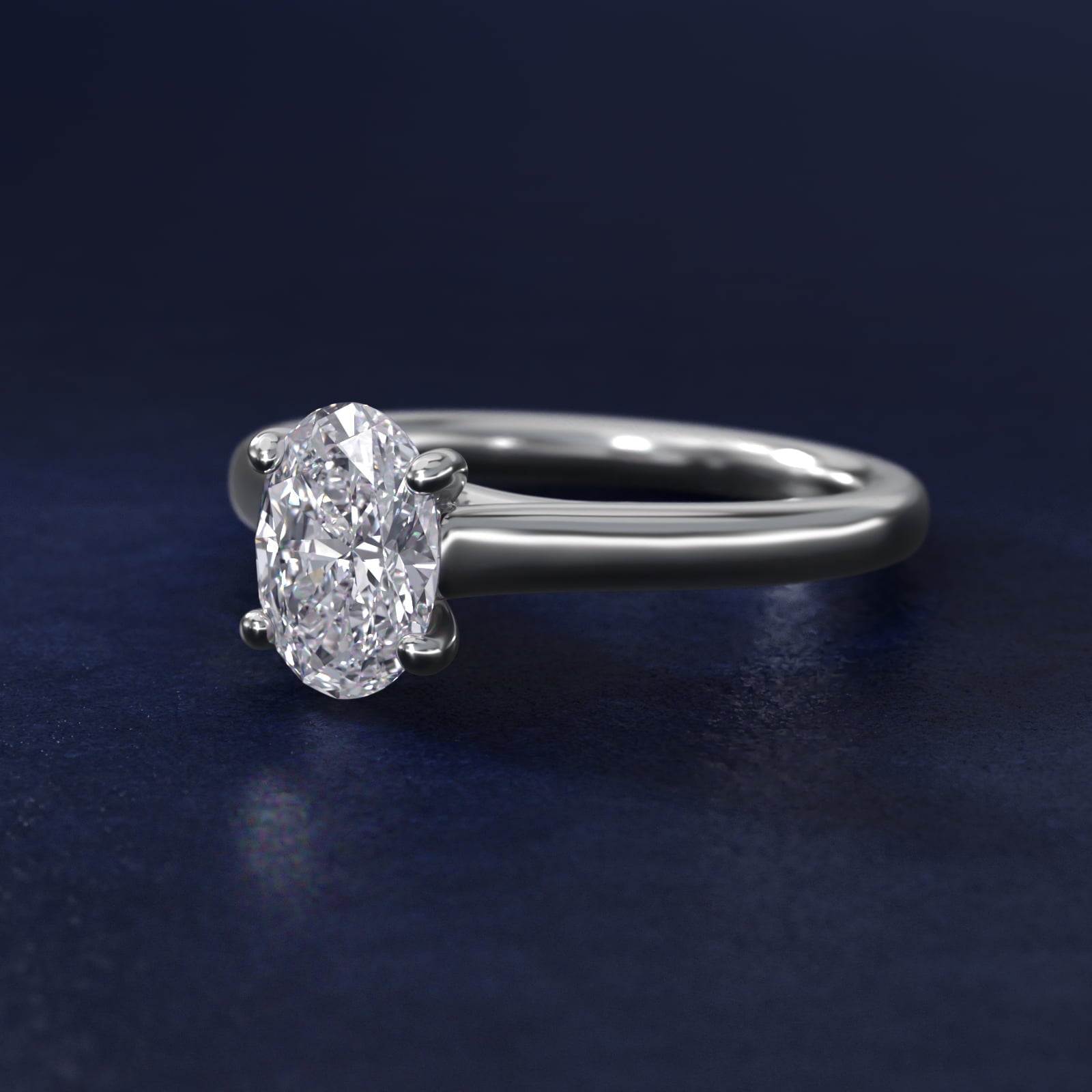 Twist Bridge Solitaire Engagement Ring in 18k White Gold - Oval Center