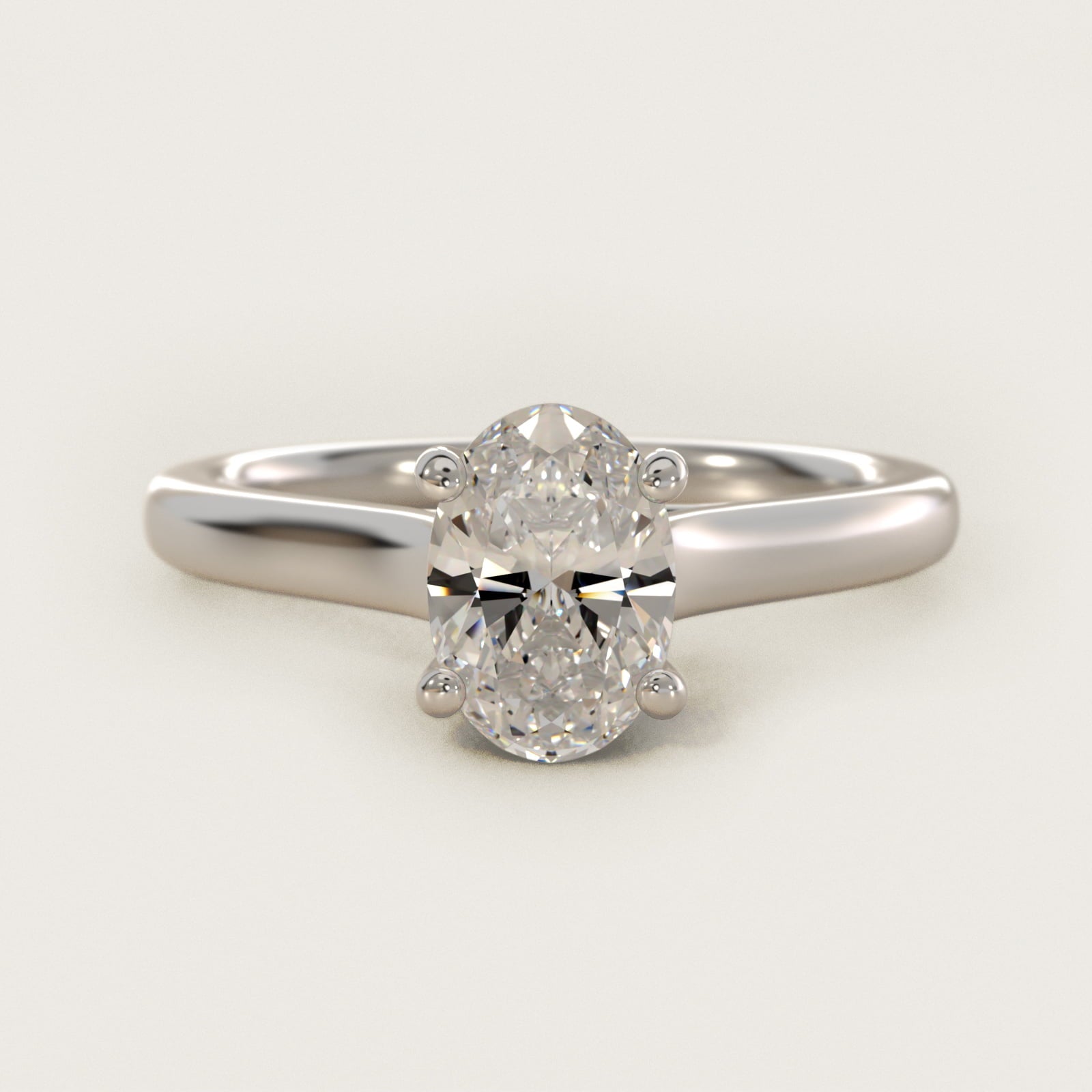 Twist Bridge Solitaire Engagement Ring in 14k White Gold - Oval Center