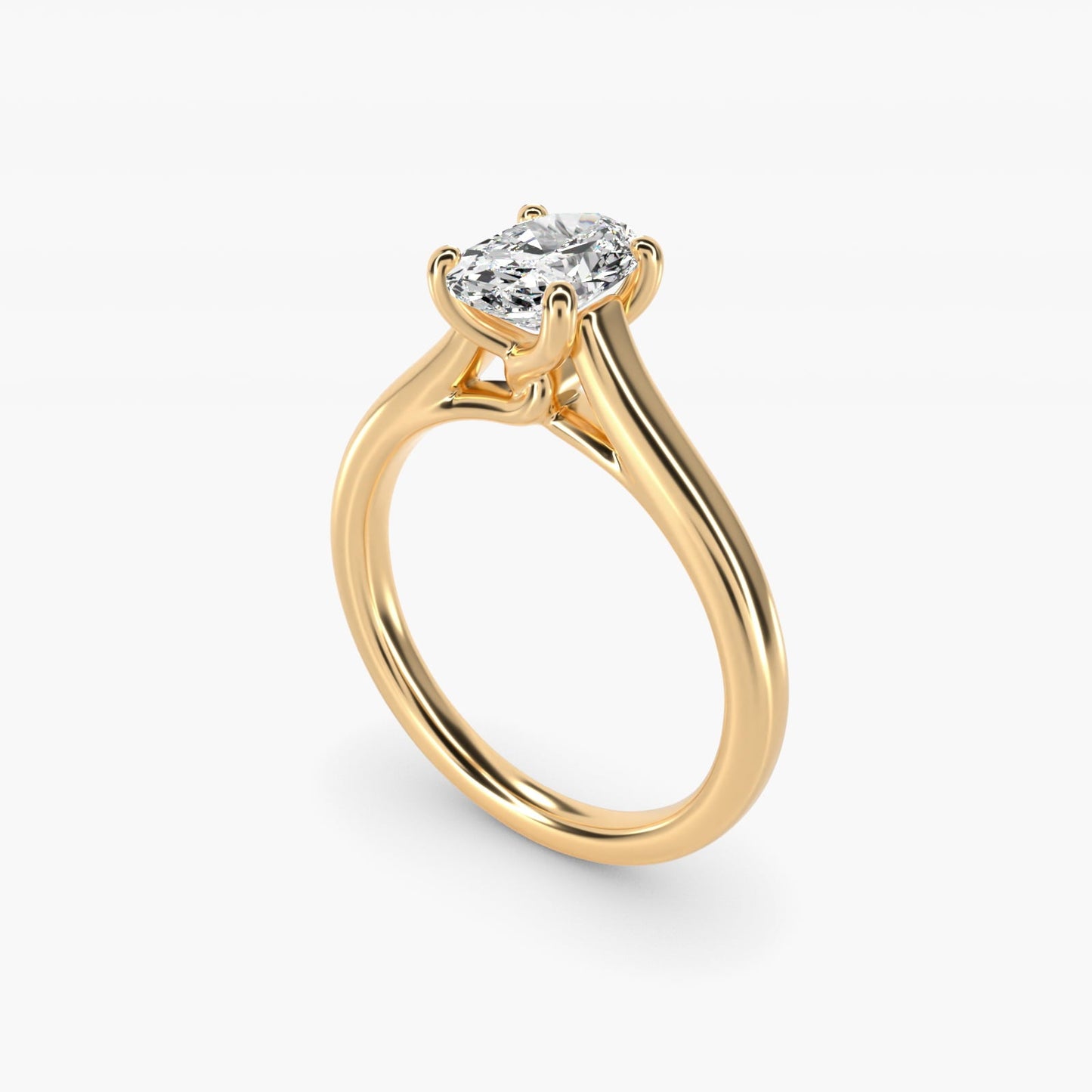 Twist Bridge Solitaire Engagement Ring in 18k Yellow Gold - Oval Center