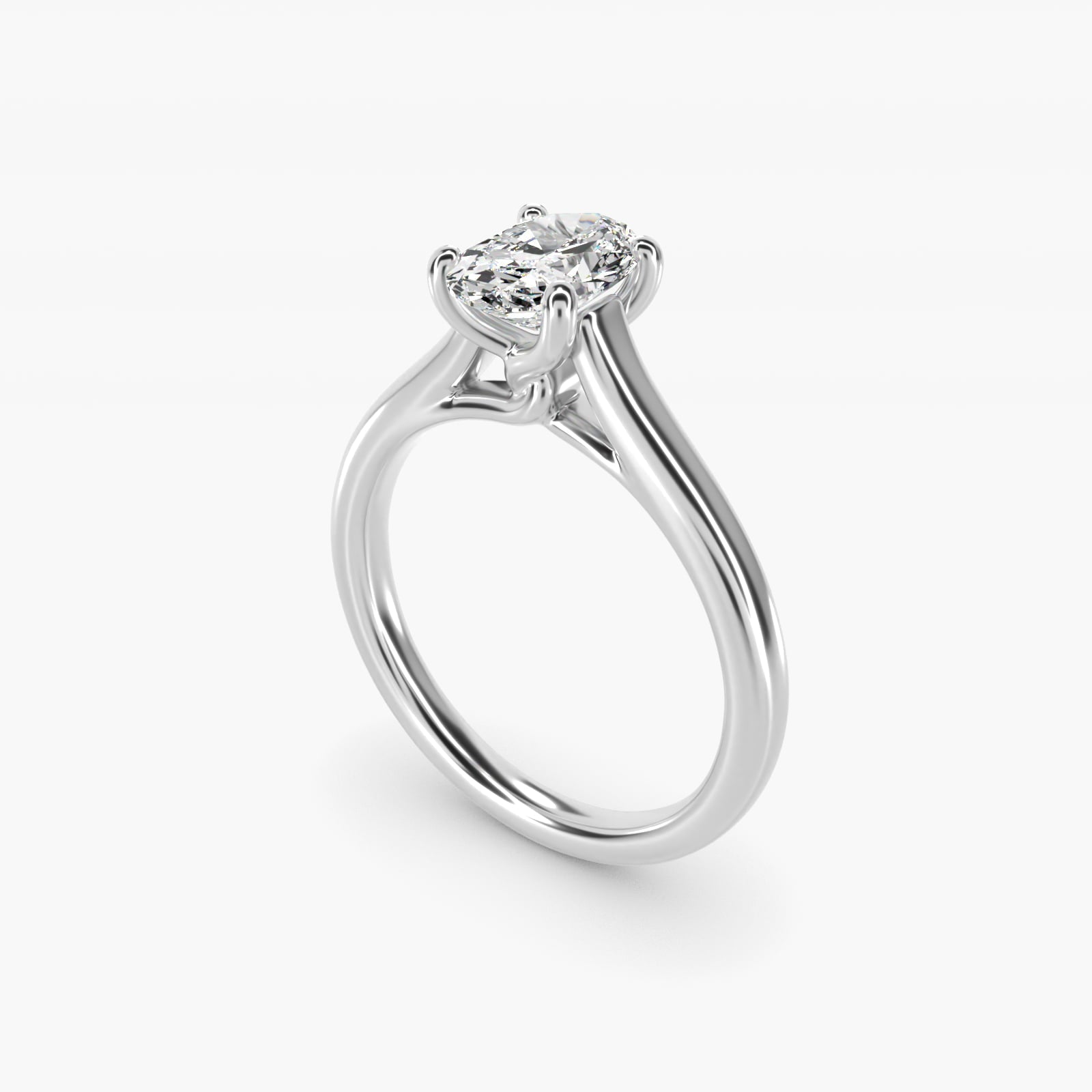 Twist Bridge Solitaire Engagement Ring in Platinum - Oval Center