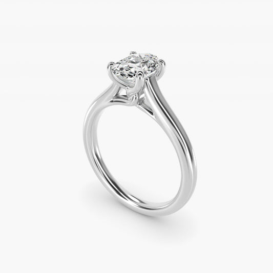 Twist Bridge Solitaire Engagement Ring in Platinum - Oval Center