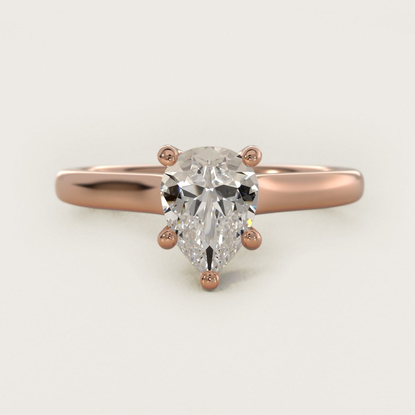 Twist Bridge Solitaire Engagement Ring in 14k Rose Gold - Pear Center