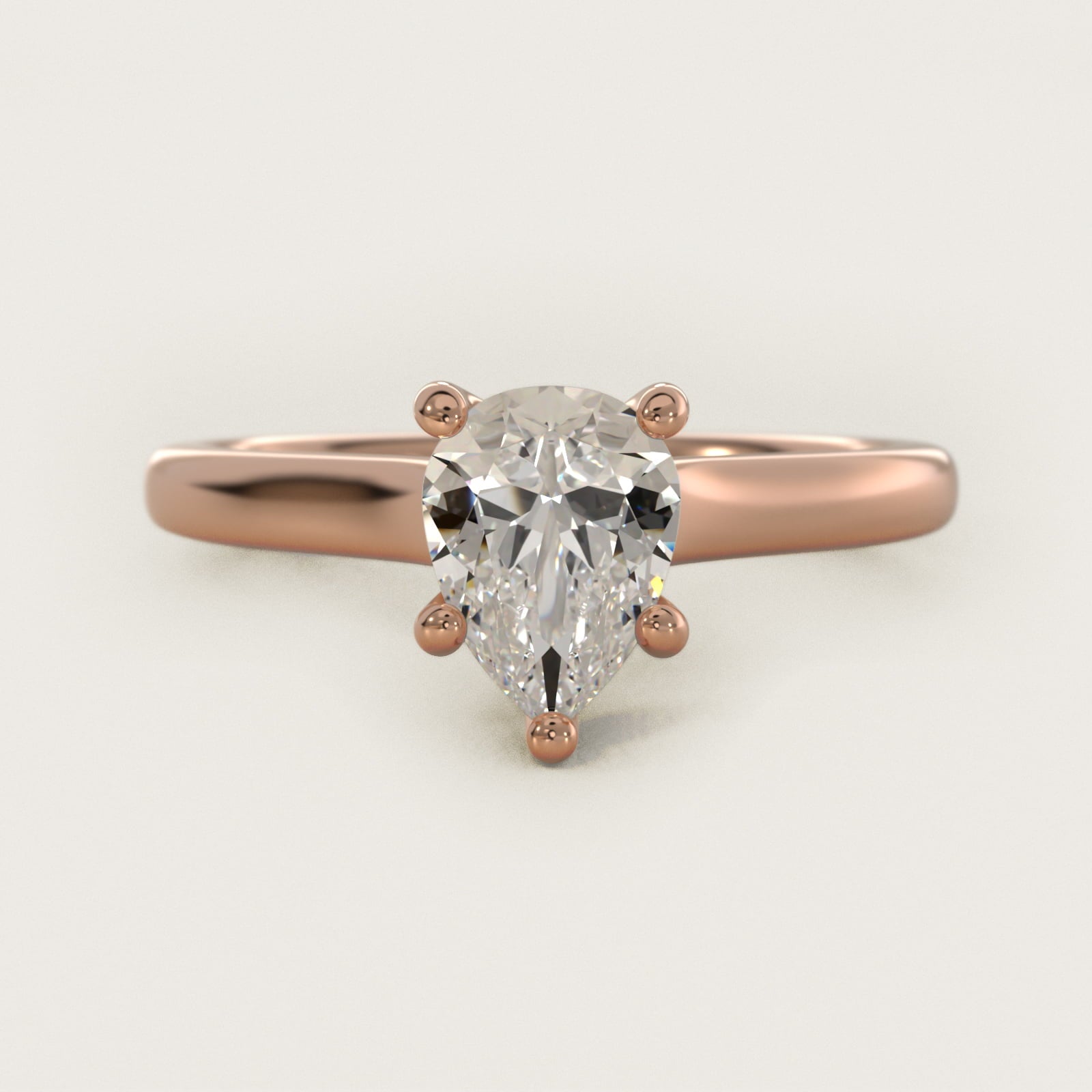 Twist Bridge Solitaire Engagement Ring in 14k Rose Gold - Pear Center