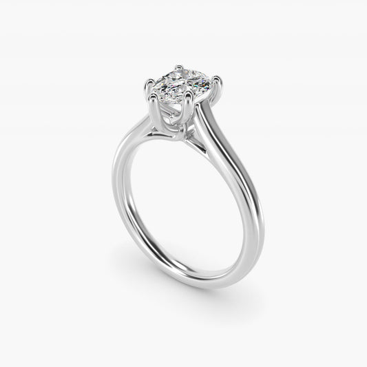 Twist Bridge Solitaire Engagement Ring in 14k White Gold - Pear Center