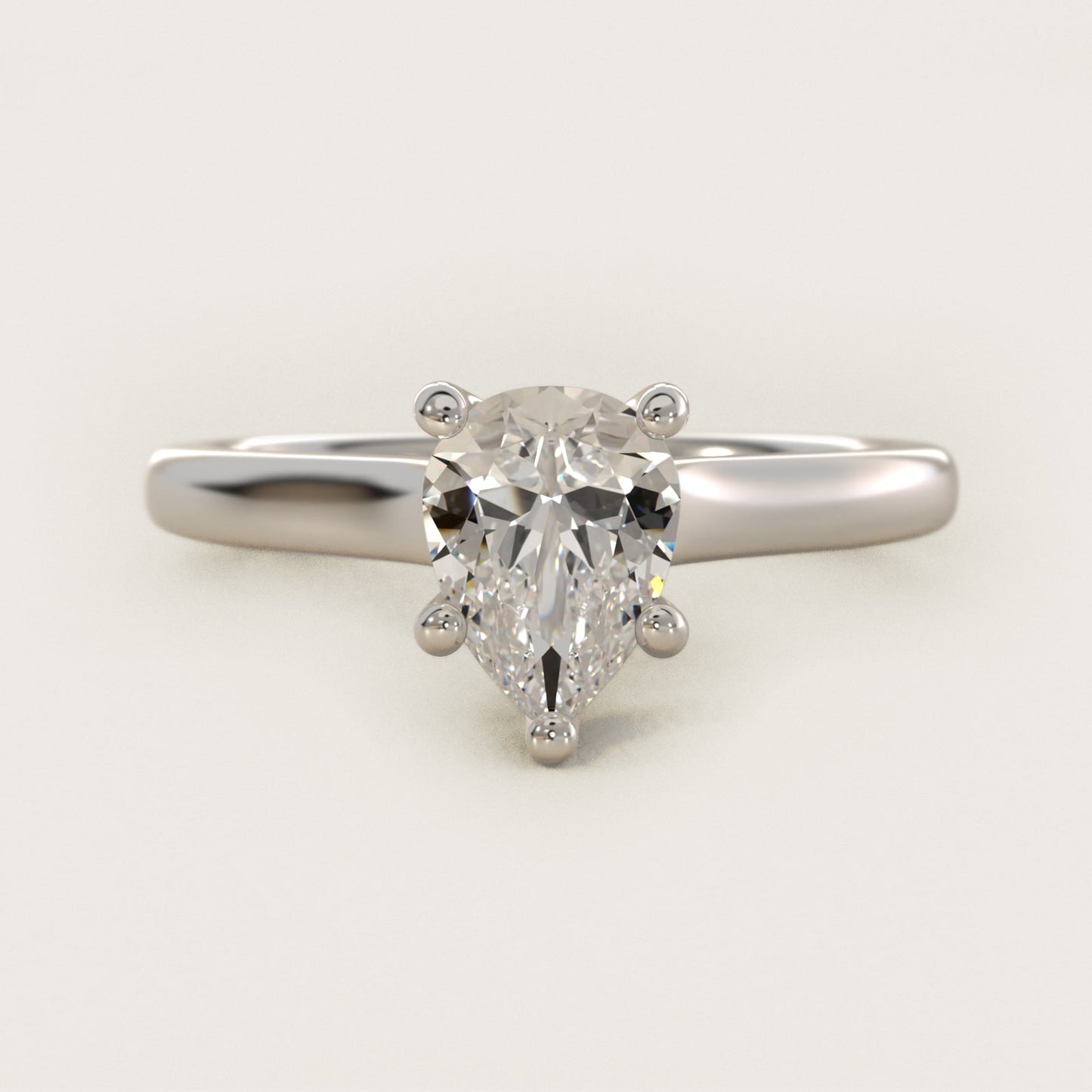Twist Bridge Solitaire Engagement Ring in 14k White Gold - Pear Center