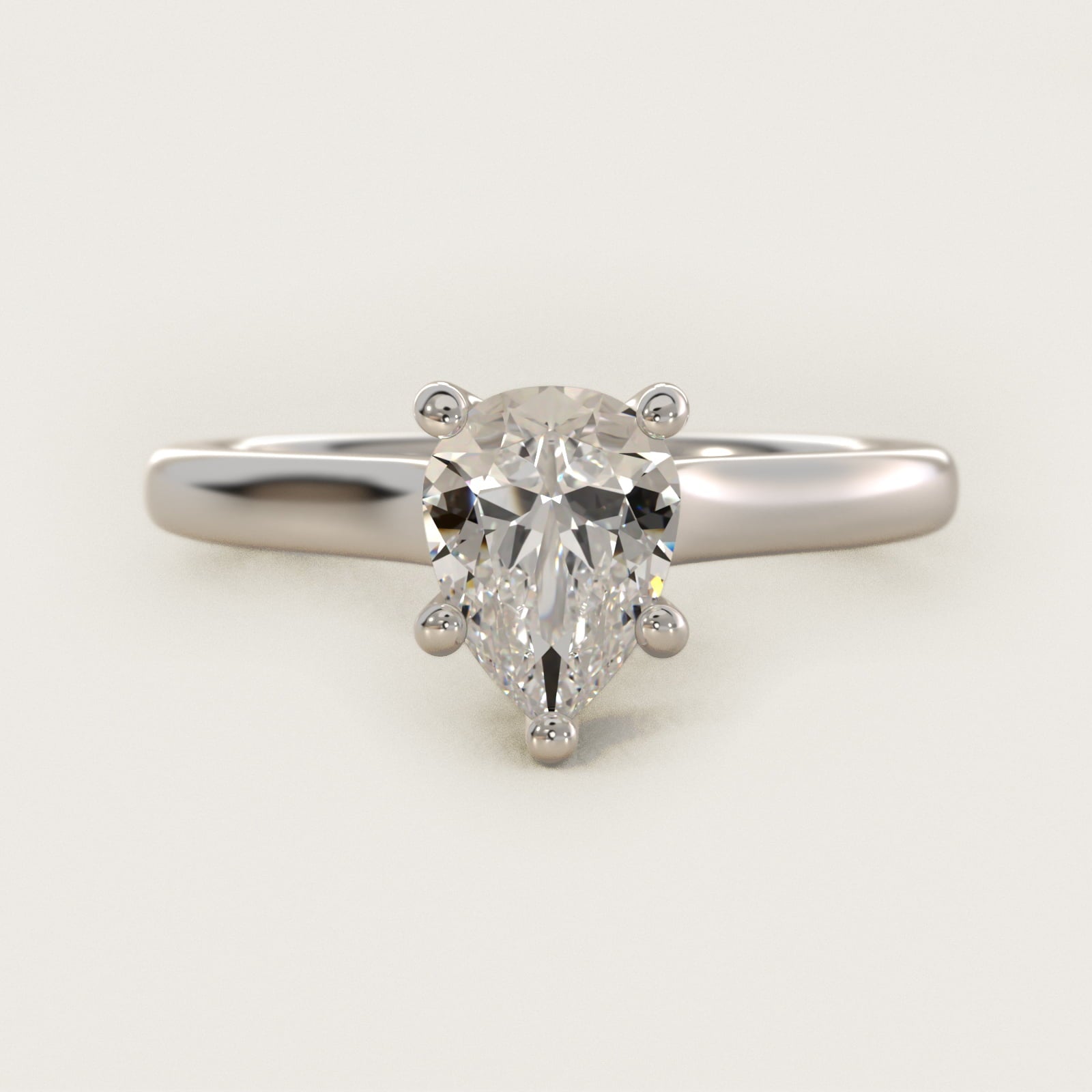 Twist Bridge Solitaire Engagement Ring in 18k White Gold - Pear Center