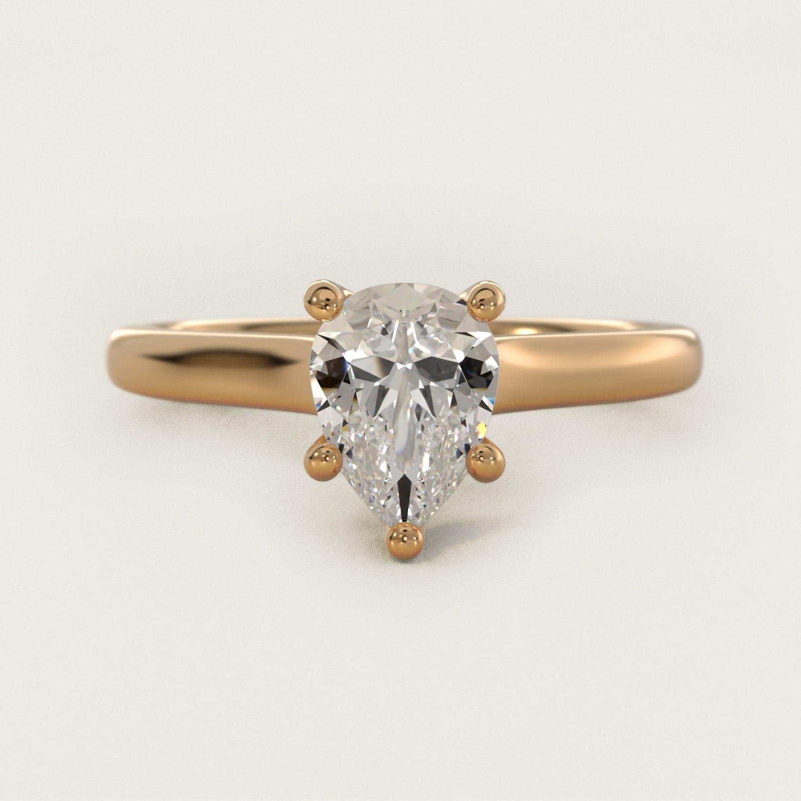 Twist Bridge Solitaire Engagement Ring in 14k Yellow Gold - Pear Center