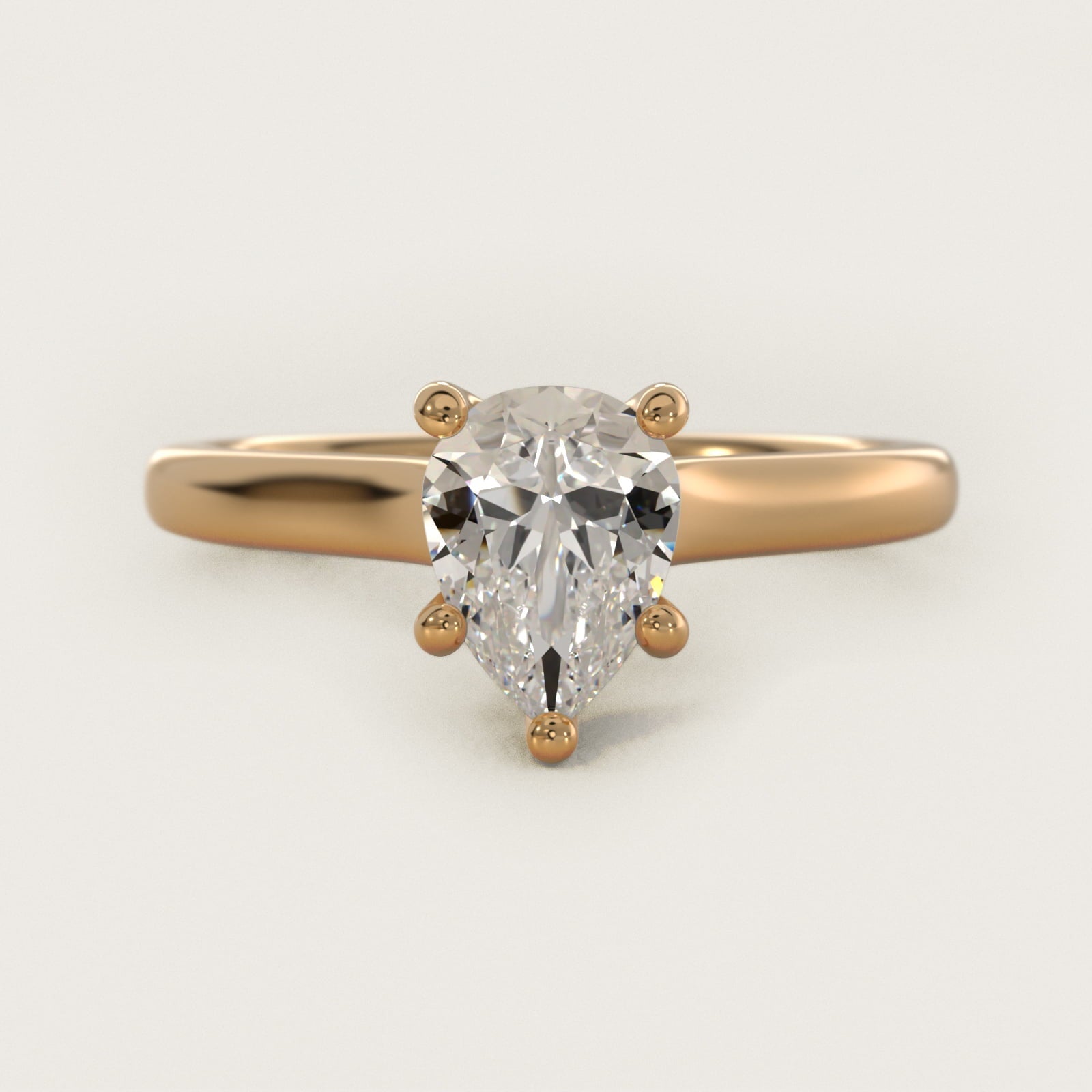 Twist Bridge Solitaire Engagement Ring in 18k Yellow Gold - Pear Center
