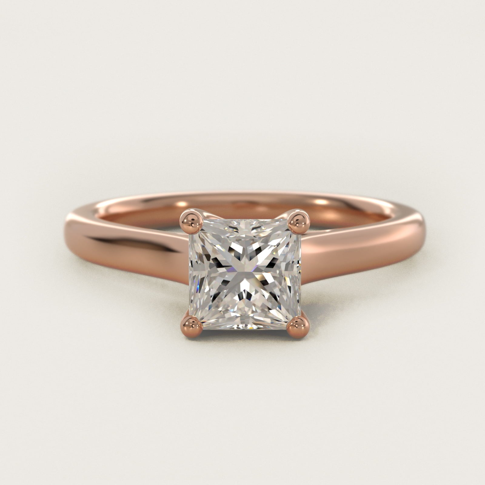 Twist Bridge Solitaire Engagement Ring in 14k Rose Gold - Princess Center
