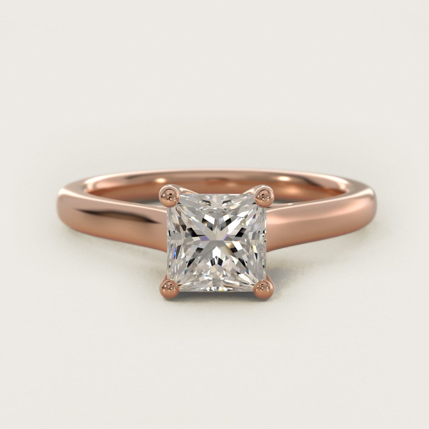 Twist Bridge Solitaire Engagement Ring in 18k Rose Gold - Princess Center