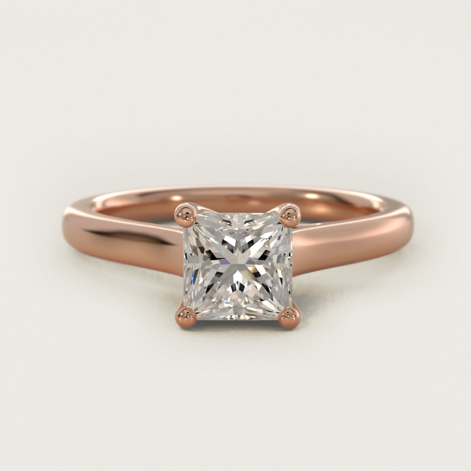Twist Bridge Solitaire Engagement Ring in 18k Rose Gold - Princess Center