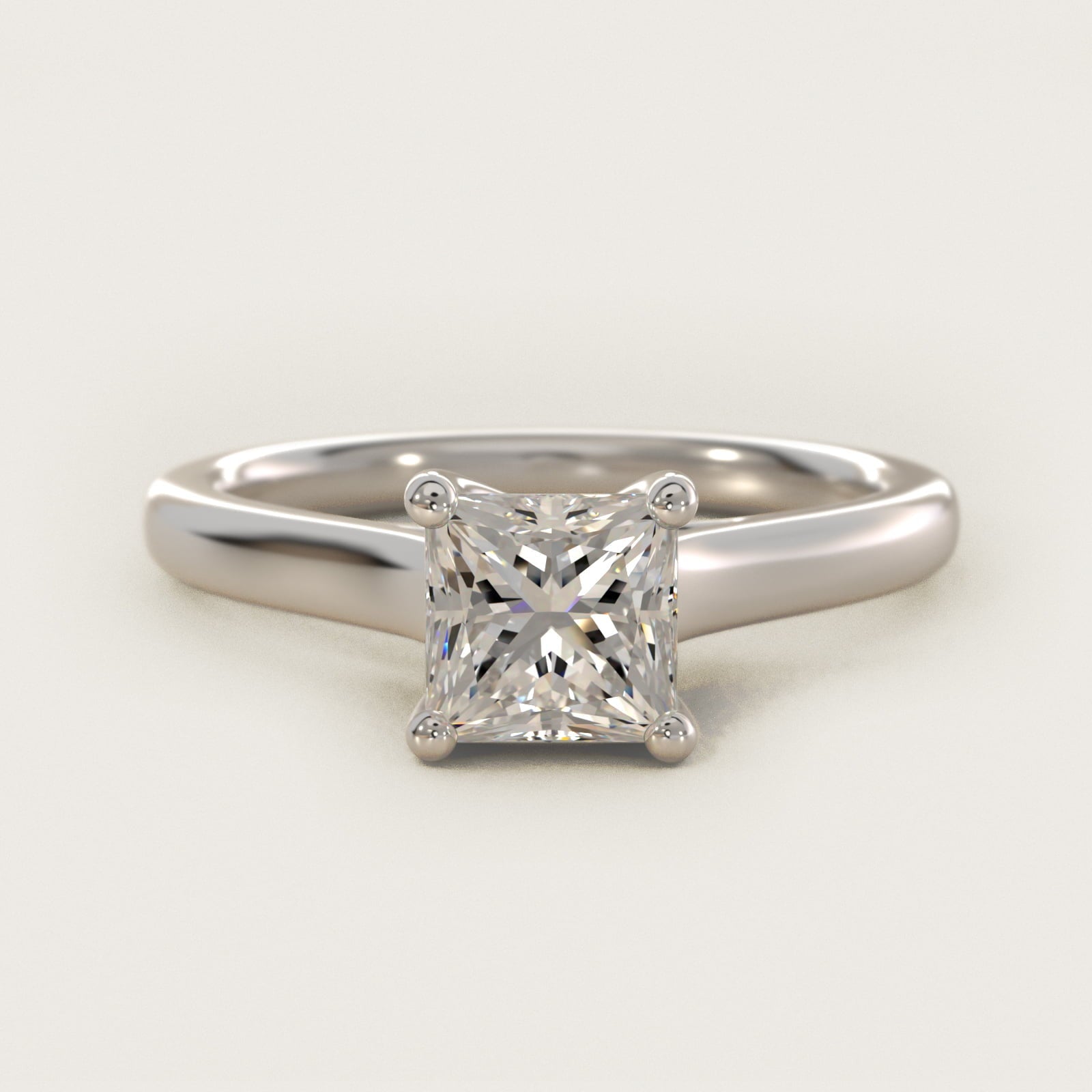 Twist Bridge Solitaire Engagement Ring in 18k White Gold - Princess Center
