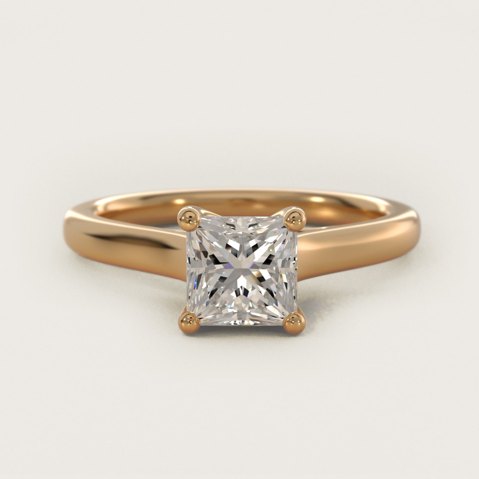 Twist Bridge Solitaire Engagement Ring in 14k Yellow Gold - Princess Center