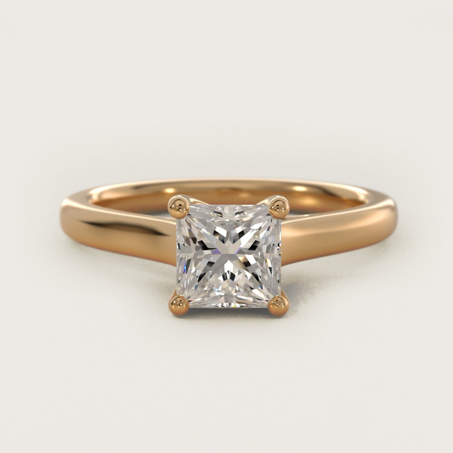 Twist Bridge Solitaire Engagement Ring in 18k Yellow Gold - Princess Center