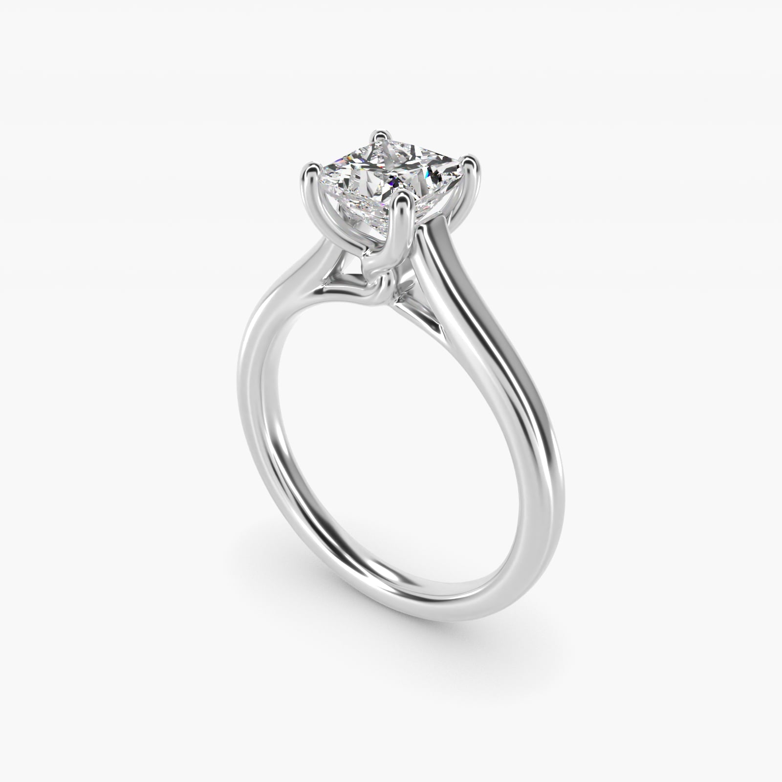 Twist Bridge Solitaire Engagement Ring in Platinum - Princess Center