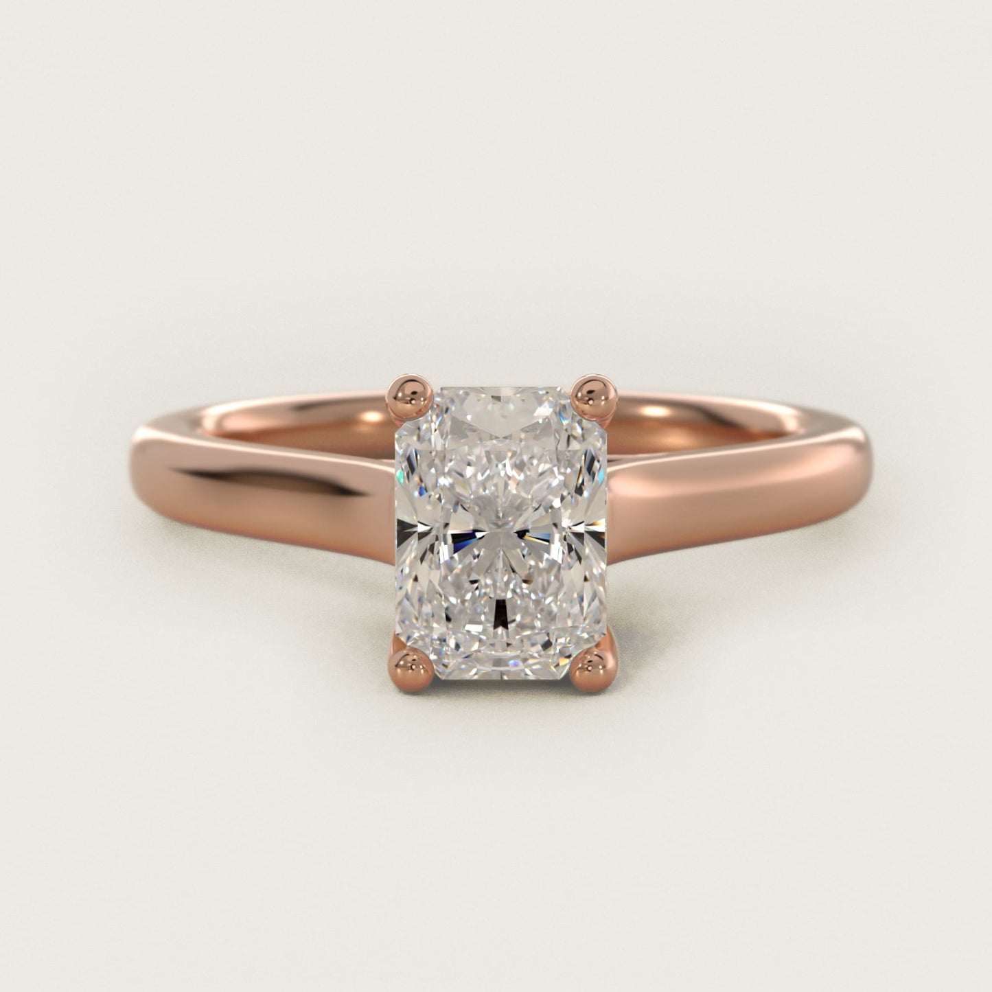 Twist Bridge Solitaire Engagement Ring in 14k Rose Gold - Radiant Center