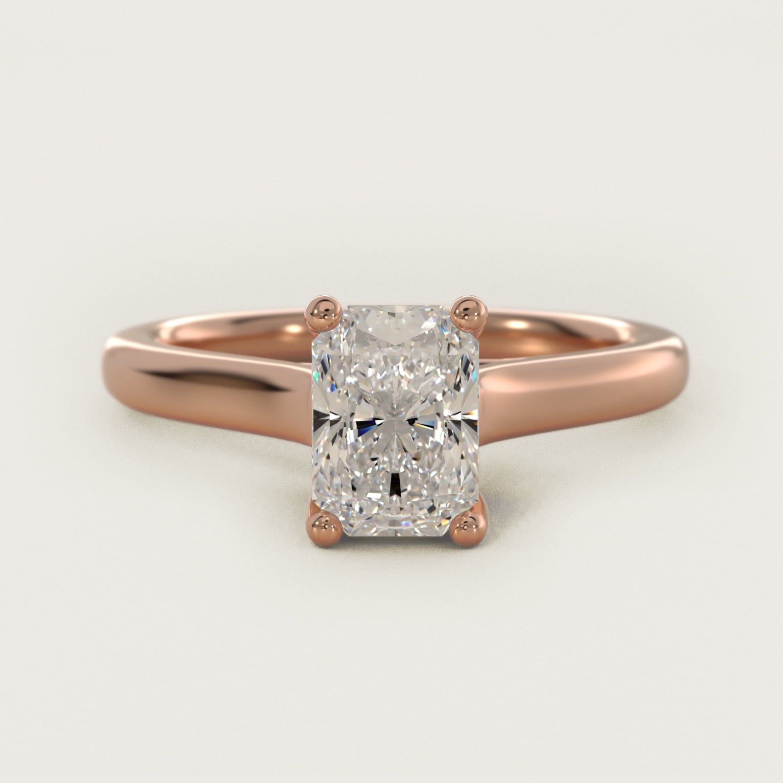 Twist Bridge Solitaire Engagement Ring in 14k Rose Gold - Radiant Center