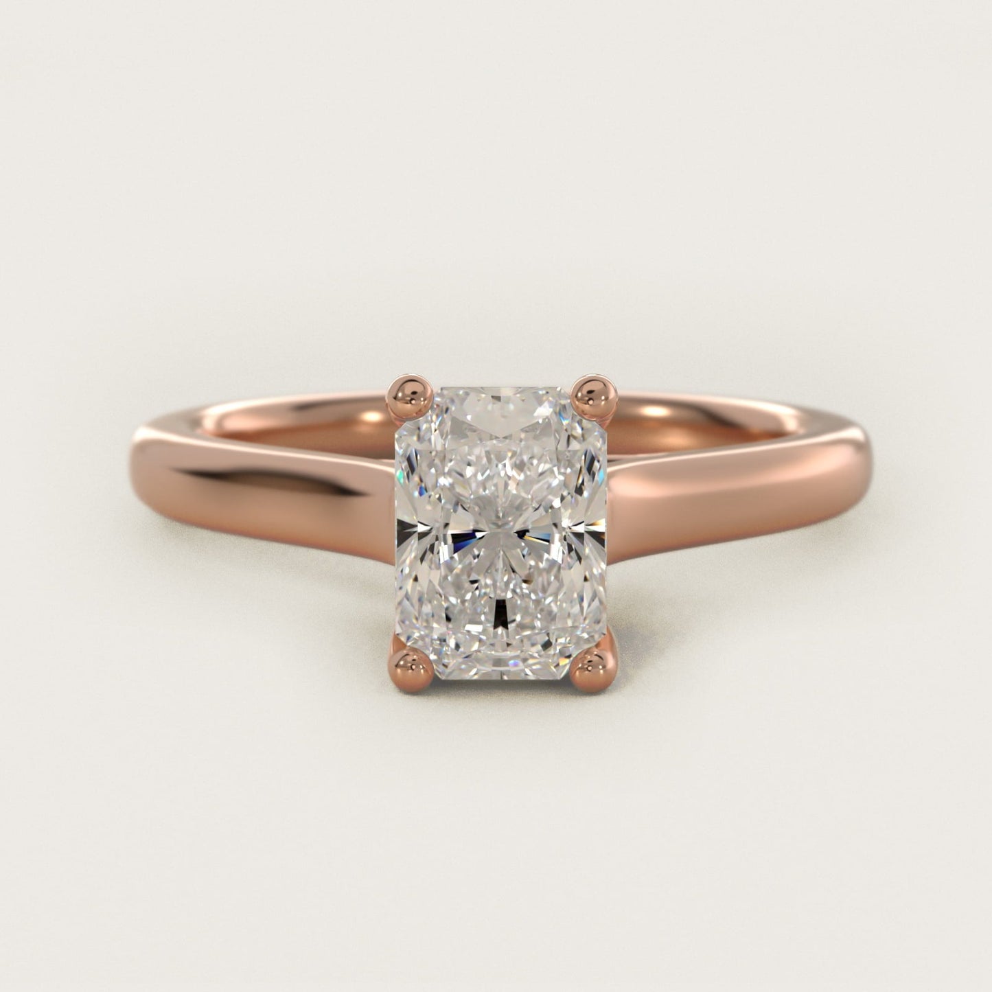 Twist Bridge Solitaire Engagement Ring in 18k Rose Gold - Radiant Center