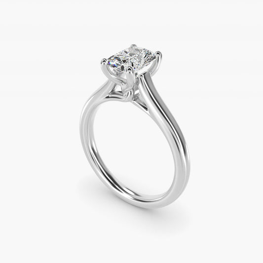 Twist Bridge Solitaire Engagement Ring in 18k White Gold - Radiant Center