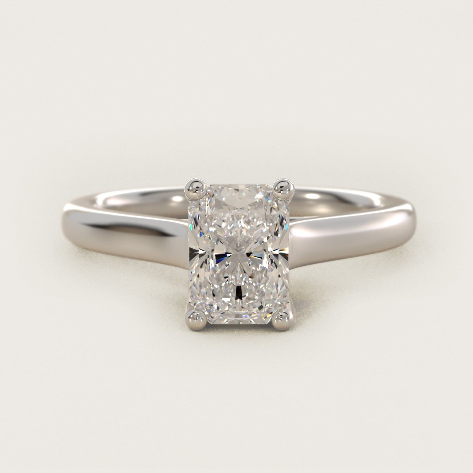 Twist Bridge Solitaire Engagement Ring in 14k White Gold - Radiant Center