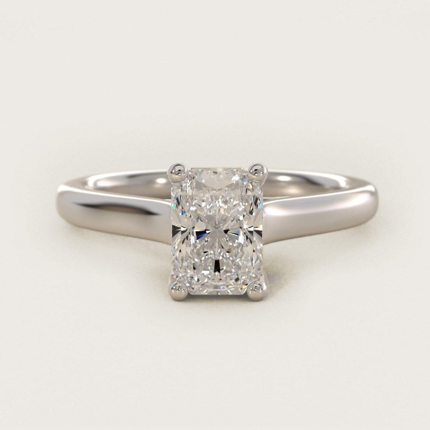 Twist Bridge Solitaire Engagement Ring in 18k White Gold - Radiant Center