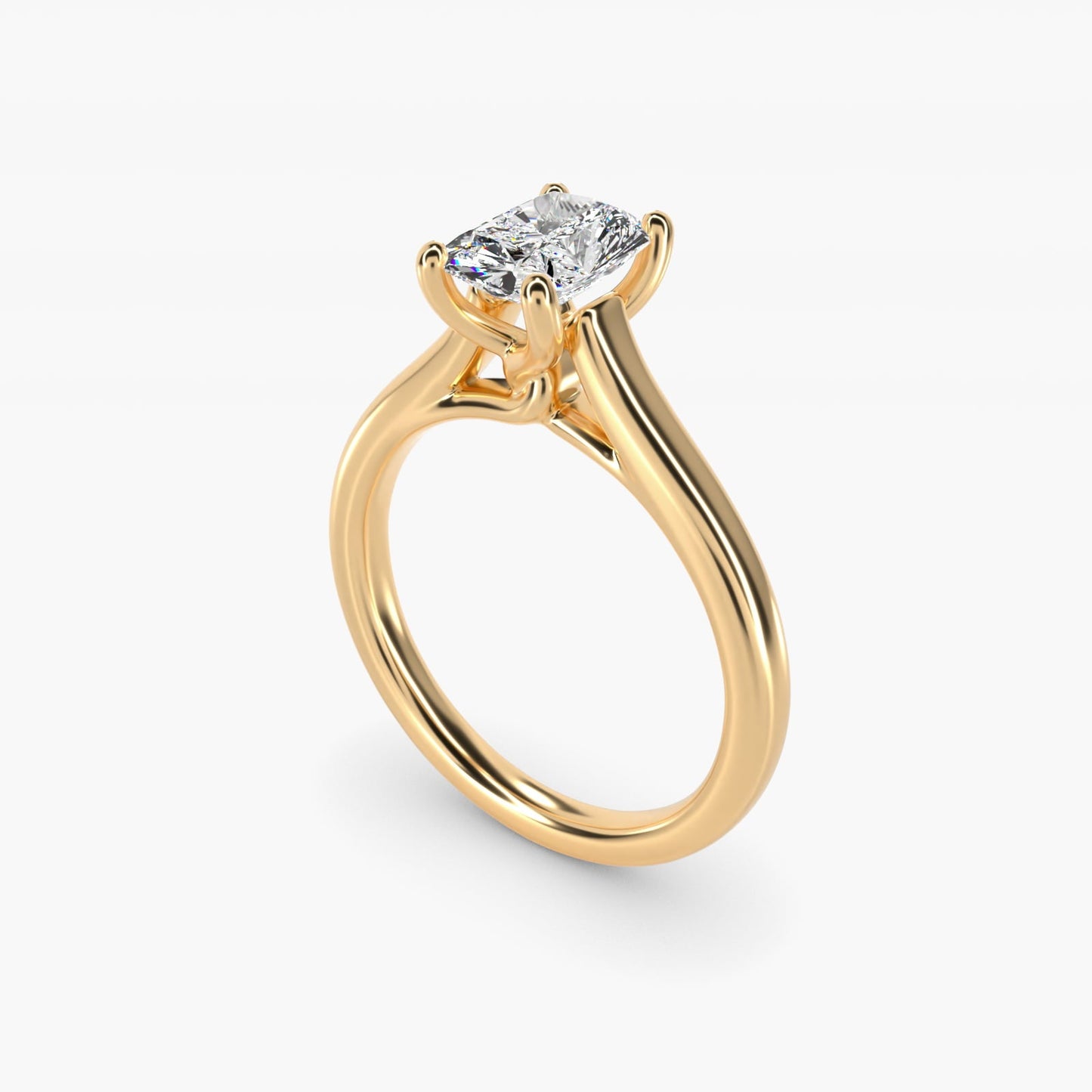 Twist Bridge Solitaire Engagement Ring in 18k Yellow Gold - Radiant Center