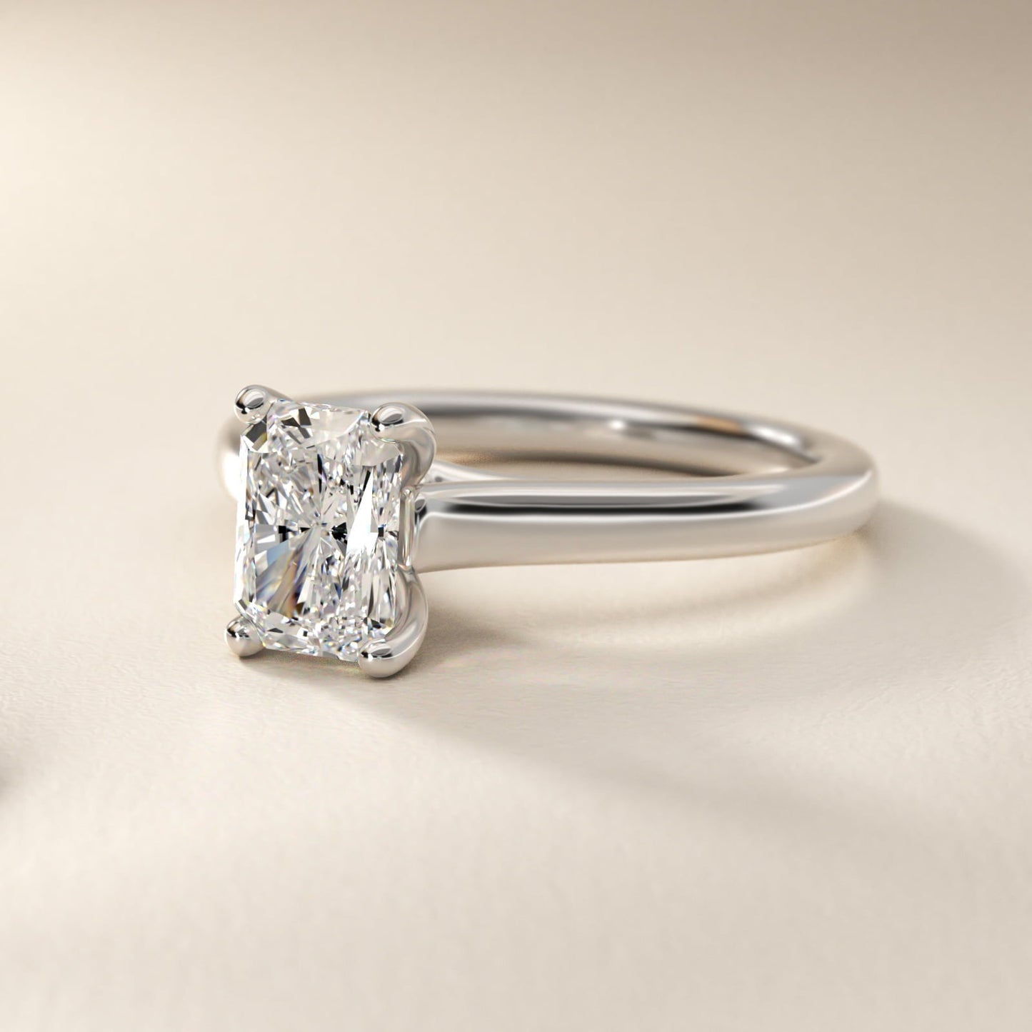 Twist Bridge Solitaire Engagement Ring in Platinum - Radiant Center