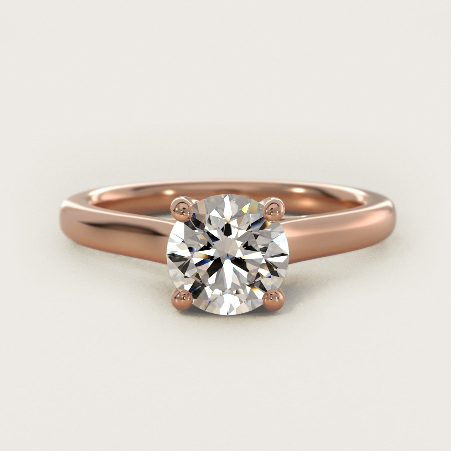 Twist Bridge Solitaire Engagement Ring in 14k Rose Gold - Round Center