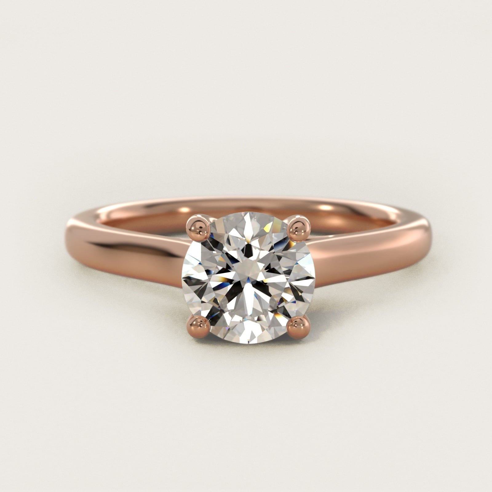 Twist Bridge Solitaire Engagement Ring in 18k Rose Gold - Round Center