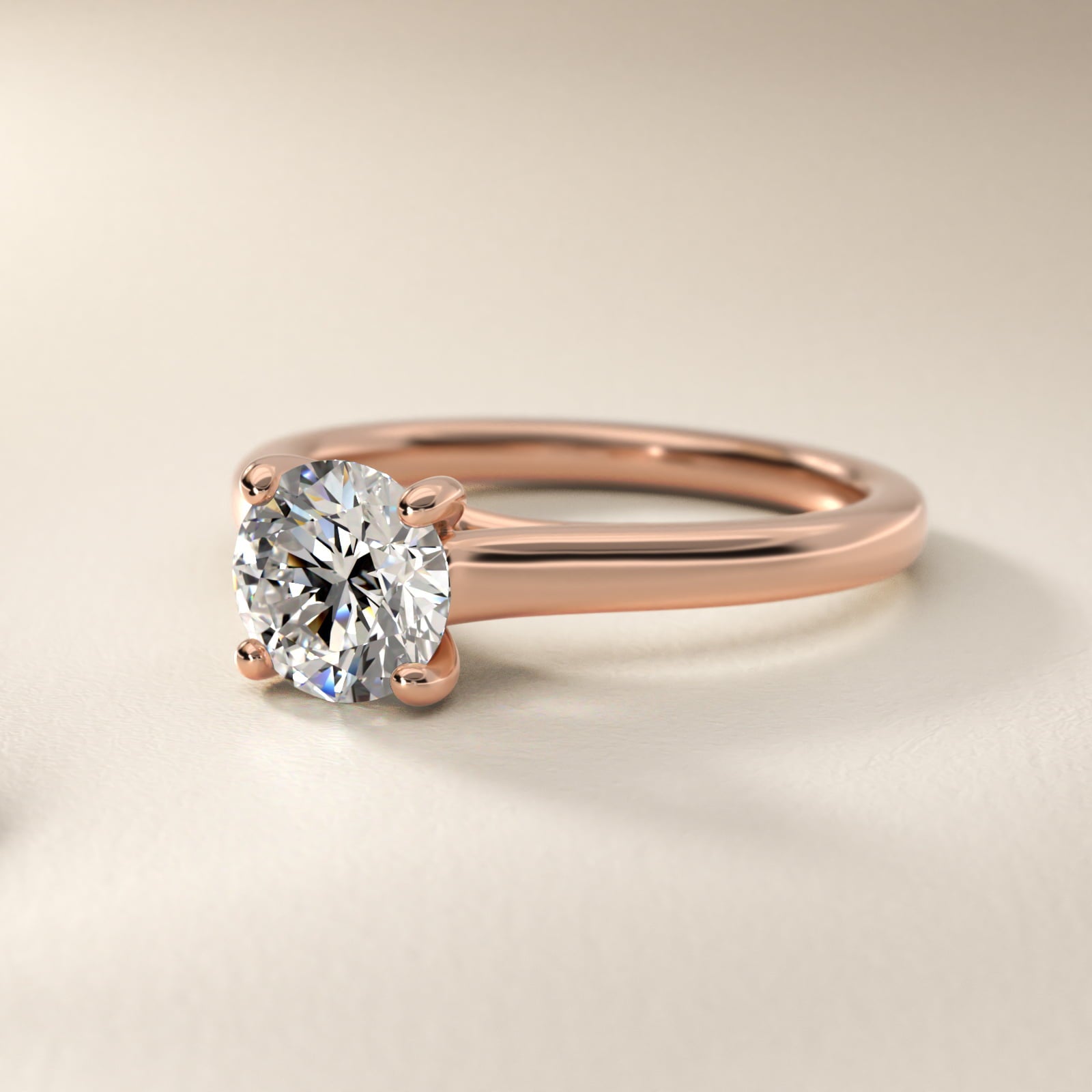 Twist Bridge Solitaire Engagement Ring in 14k Rose Gold - Round Center