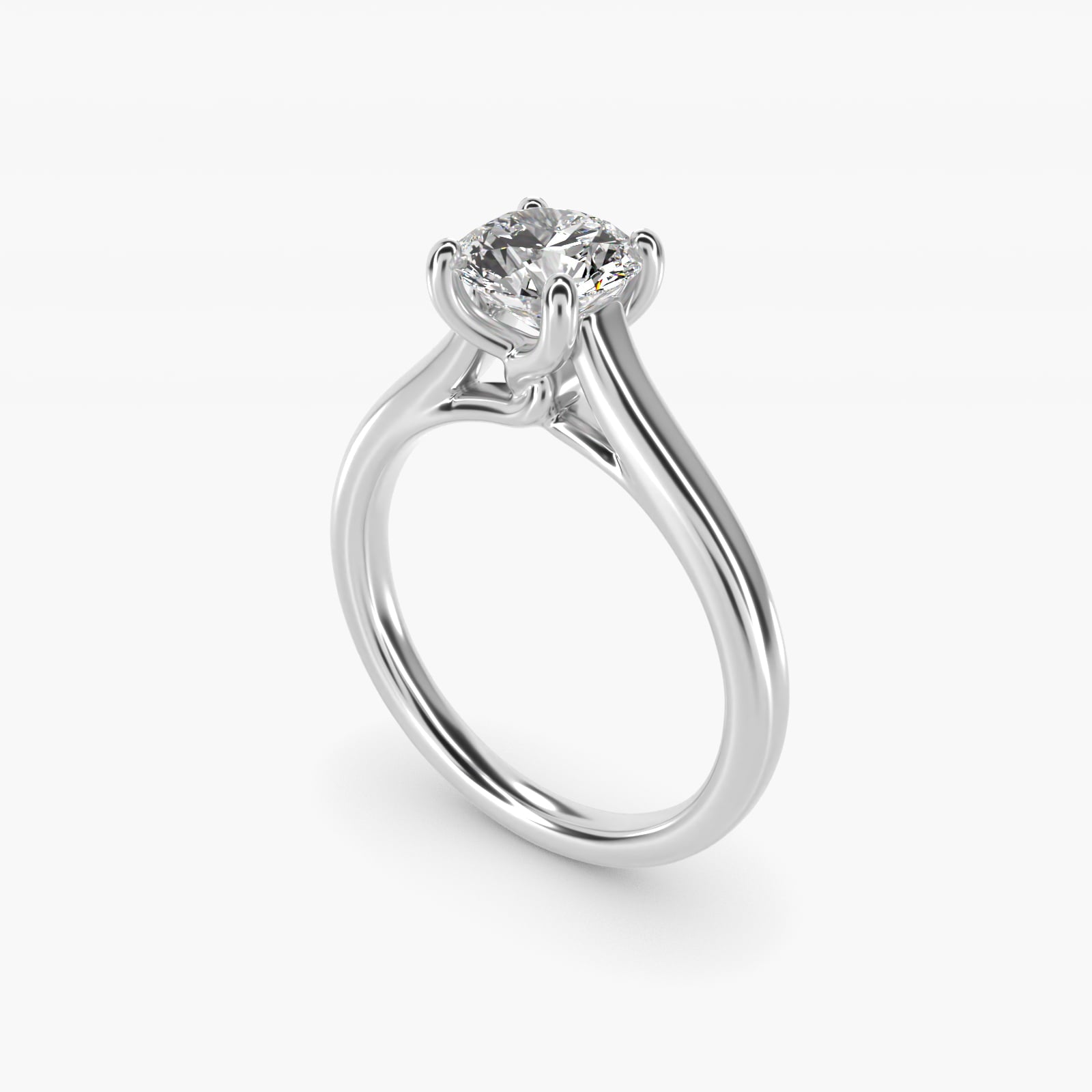 Twist Bridge Solitaire Engagement Ring in 14k White Gold - Round Center