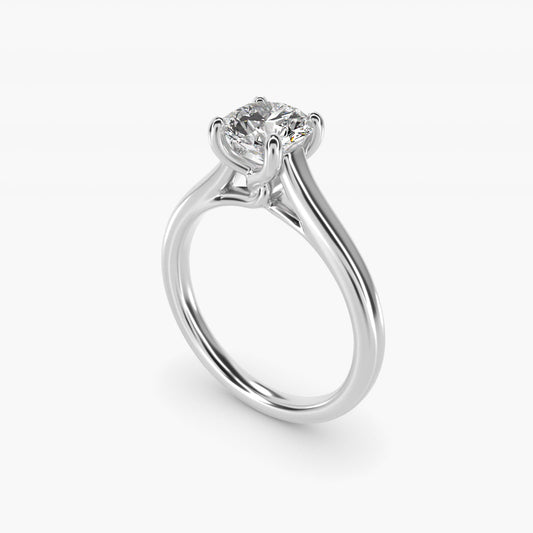 Twist Bridge Solitaire Engagement Ring in 14k White Gold - Round Center