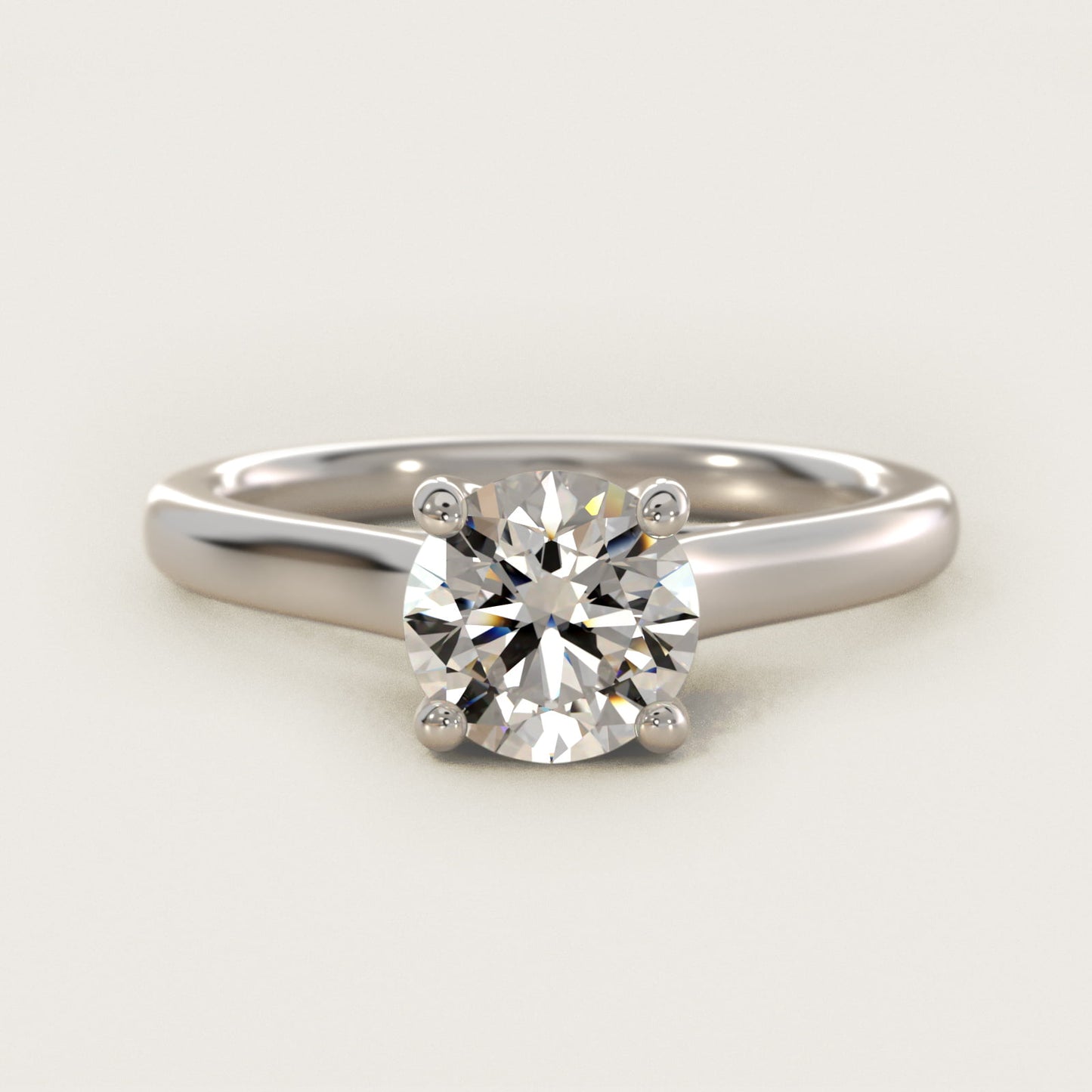 Twist Bridge Solitaire Engagement Ring in 14k White Gold - Round Center