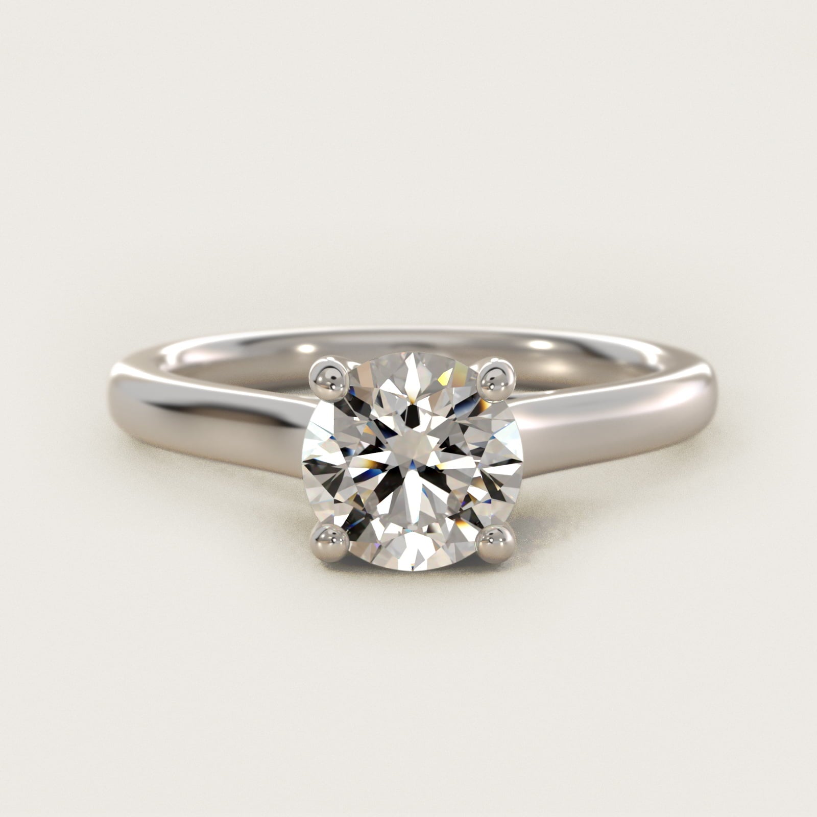 Twist Bridge Solitaire Engagement Ring in 14k White Gold - Round Center