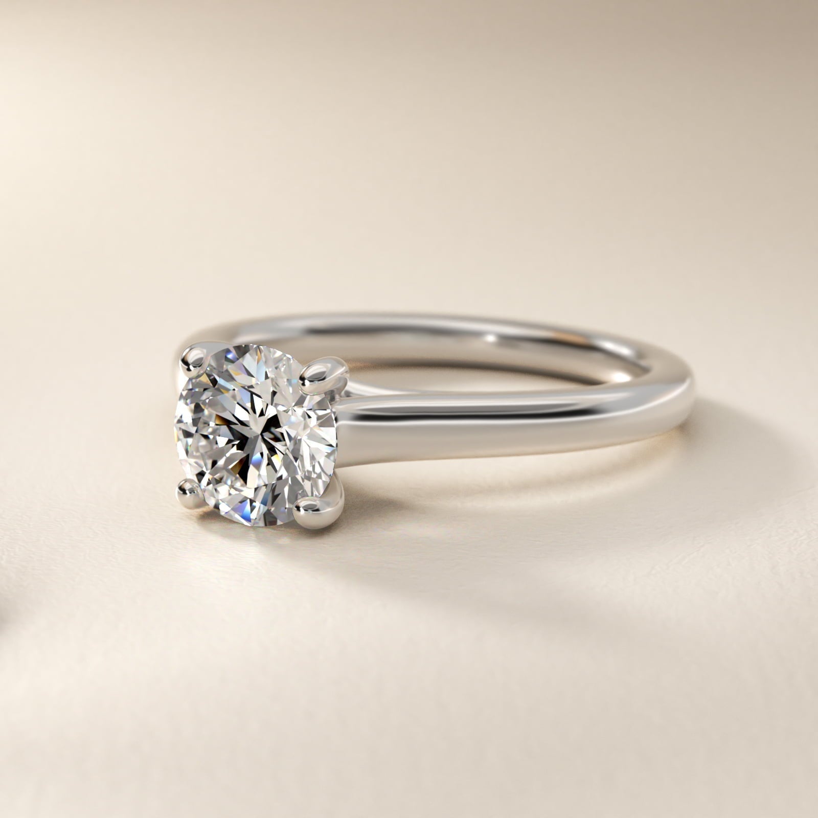 Twist Bridge Solitaire Engagement Ring in Platinum - Round Center