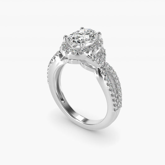 Twist Halo Diamond Engagement Ring in Platinum (1/2 ct. tw.) - Oval Center